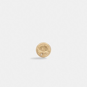 Coach 14 K Gold Coin Single Stud Earring Goud | COH866109