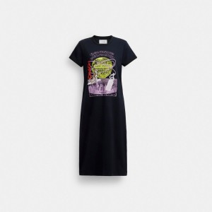 Coach 90's T Shirt Dress In Organic Cotton Donkerblauw | COH866070