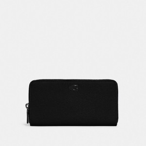 Coach Accordion Wallet With Signature Canvas Interior Zwart | COH866758