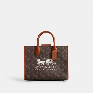 Coach Ace Tote Bag 26 With Horse And Carriage Print Bruin | COH865088