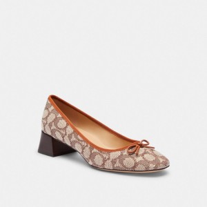 Coach Ava Ballet Pump In Signature Textile Jacquard Bruin | COH865755