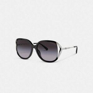 Coach Bandit Oversized Square Sunglasses Zwart Zilver | COH866352