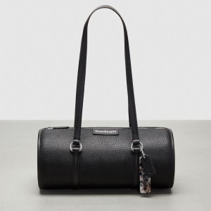 Coach Barrel Bag In Pebbled Coachtopia Leather Zwart | COH864752