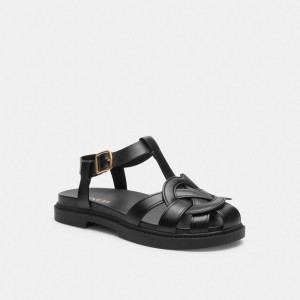 Coach Bella Fisherman Sandal Zwart | COH865900