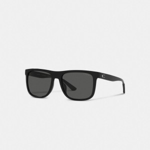 Coach Beveled Signature Flat Top Square Sunglasses Zwart | COH866367