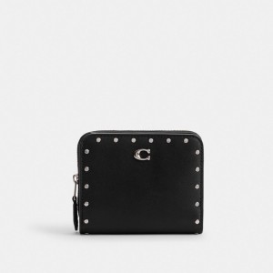 Coach Billfold Wallet With Rivets Zilver Zwart | COH865617