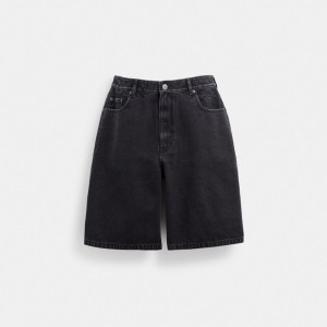 Coach Black Denim Shorts In Organic Cotton Zwart Blauw | COH866948