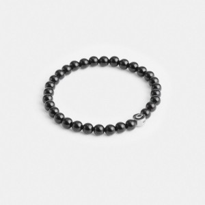 Coach Black Onyx Beaded Bracelet Zilver Zwart | COH867026