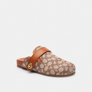 Coach Blake Clog In Signature Textile Jacquard Bruin | COH865807