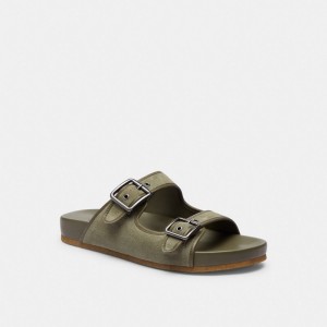 Coach Buckle Strap Sandal Groen | COH866849