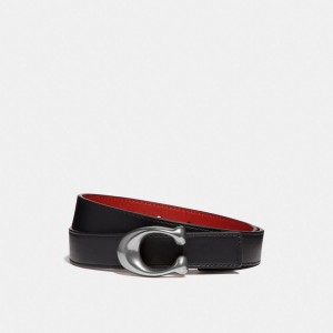 Coach C Hardware Reversible Belt, 25 Mm Zwart Rood | COH866317