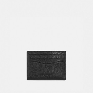 Coach Card Case With Signature Canvas Interior Zwart Khaki | COH865695