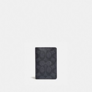 Coach Card Wallet In Signature Canvas Grijs Zwart | COH866761