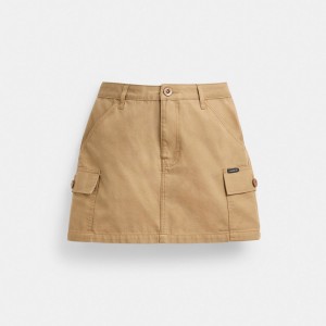 Coach Cargo Skirt In Organic Cotton Khaki | COH866050