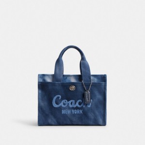 Coach Cargo Tote Bag 26 With Tie Dye Zilver Donkerblauw | COH865106