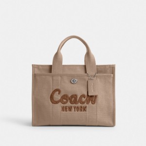 Coach Cargo Tote Zilver Donkerbeige | COH865055