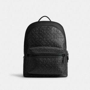 Coach Charter Backpack In Signature Leather Zwart | COH865473