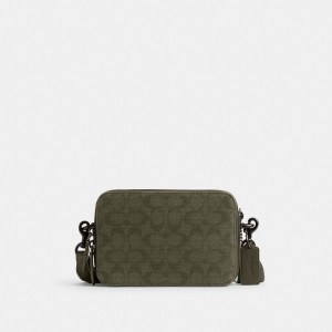 Coach Charter Crossbody 19 In Signature Canvas Jacquard Groen | COH866565