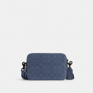 Coach Charter Crossbody 19 In Signature Canvas Jacquard Donkerblauw | COH866603