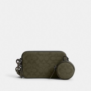 Coach Charter Slim Crossbody In Signature Canvas Jacquard Groen | COH866604