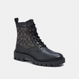Coach Citysole Lace Up Boot In Signature Jacquard Zwart | COH866853