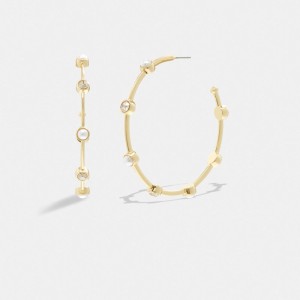 Coach Classic Pearl Large Hoop Earrings Goud | COH866096