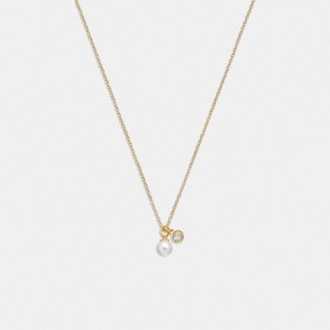 Coach Classic Pearl Pendant Necklace Goud | COH866192