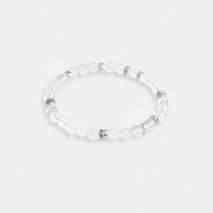 Coach Clear Quartz Beaded Disk Bracelet Zilver | COH867025
