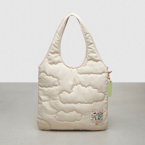 Coach Coachtopia Loop Flat Tote With Cloud Quilting Beige | COH866633