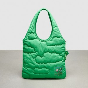 Coach Coachtopia Loop Flat Tote With Cloud Quilting Groen | COH865005