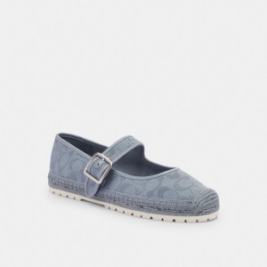 Coach Courtney Espadrille In Signature Canvas Grijs Blauw | COH865768