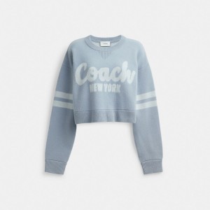 Coach Cropped Sweater Blauw | COH865947