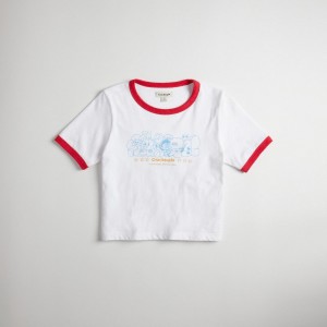 Coach Cropped Tee: Coachtopia Creatures Wit Rood Gekleurd | COH865970