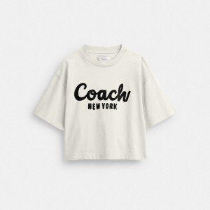 Coach Cursive Signature Cropped T Shirt Room | COH865992