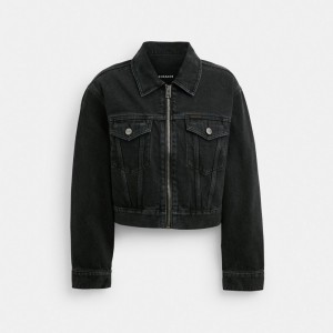 Coach Denim Crop Jacket In Organic Cotton Zwart | COH865921