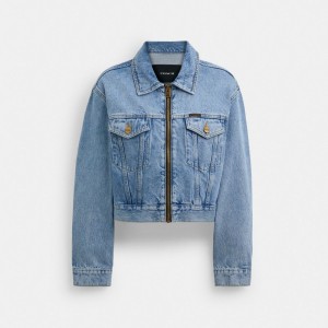 Coach Denim Crop Jacket In Organic Cotton Blauw | COH865942