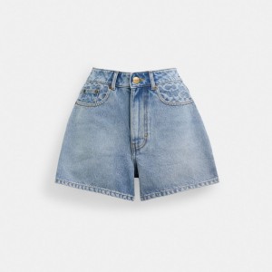 Coach Denim Shorts In Organic Cotton Blauw | COH866038