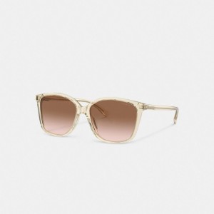 Coach Embedded Wire Square Sunglasses Bruin Roze | COH866357