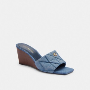 Coach Emma Wedge With Quilting Indigo Blauw | COH865904