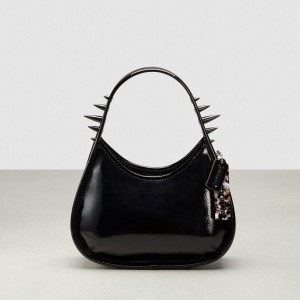 Coach Ergo Bag In Crinkle Patent Coachtopia Leather: Spikes Zwart | COH864837