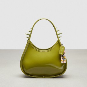 Coach Ergo Bag In Crinkle Patent Coachtopia Leather: Spikes Olijfgroen Groen | COH864968