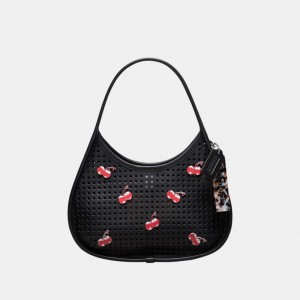 Coach Ergo Bag In Perforated Upcrafted Leather With Cherry Pins Zwart | COH865149