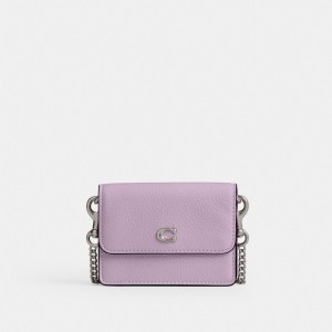 Coach Essential Half Flap Card Case Zilver Paars | COH865273