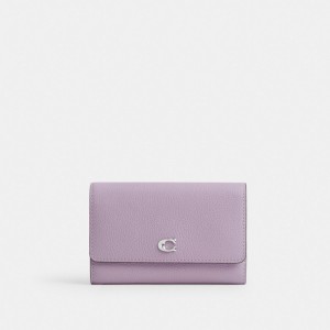 Coach Essential Medium Flap Wallet In Colorblock Zilver Paars Gekleurd | COH865506