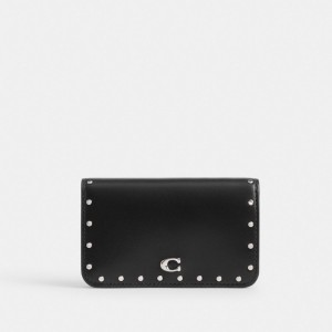 Coach Essential Slim Card Case With Rivets Zilver Zwart | COH865684