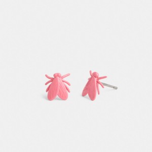 Coach Fly Stud Earrings Zilver Roze | COH866122
