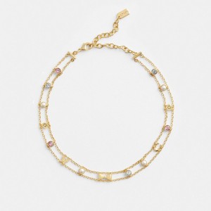 Coach Garden Charms Choker Necklace Goud Gekleurd | COH866186