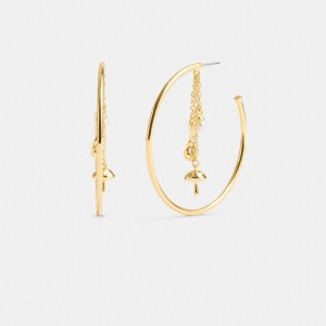 Coach Garden Charms Hoop Earrings Goud | COH866141