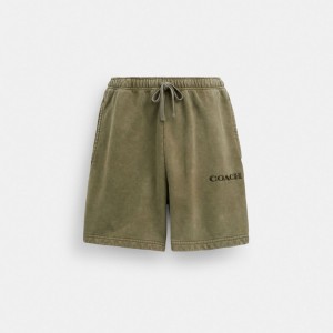 Coach Garment Dye Pull On Shorts Olijfgroen | COH866953