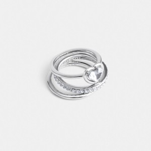 Coach Halo Heart Ring Set Zilver | COH866159